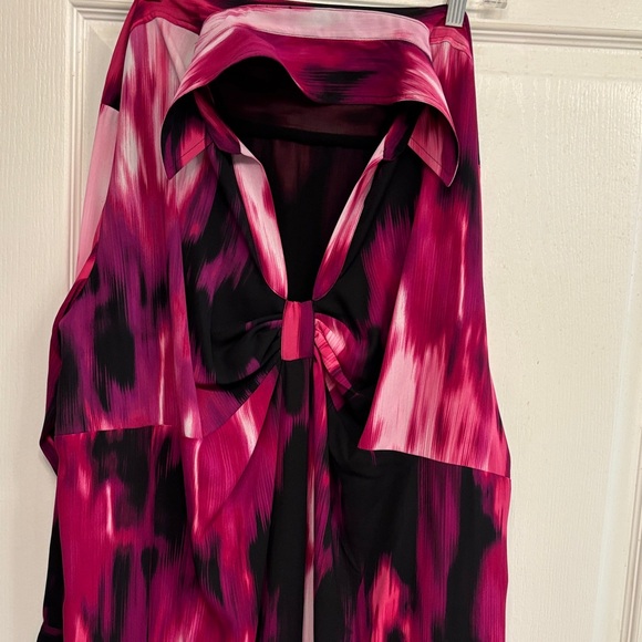 Calvin Klein Pink and Black Patterned Midi Dress - Picture 1 of 5